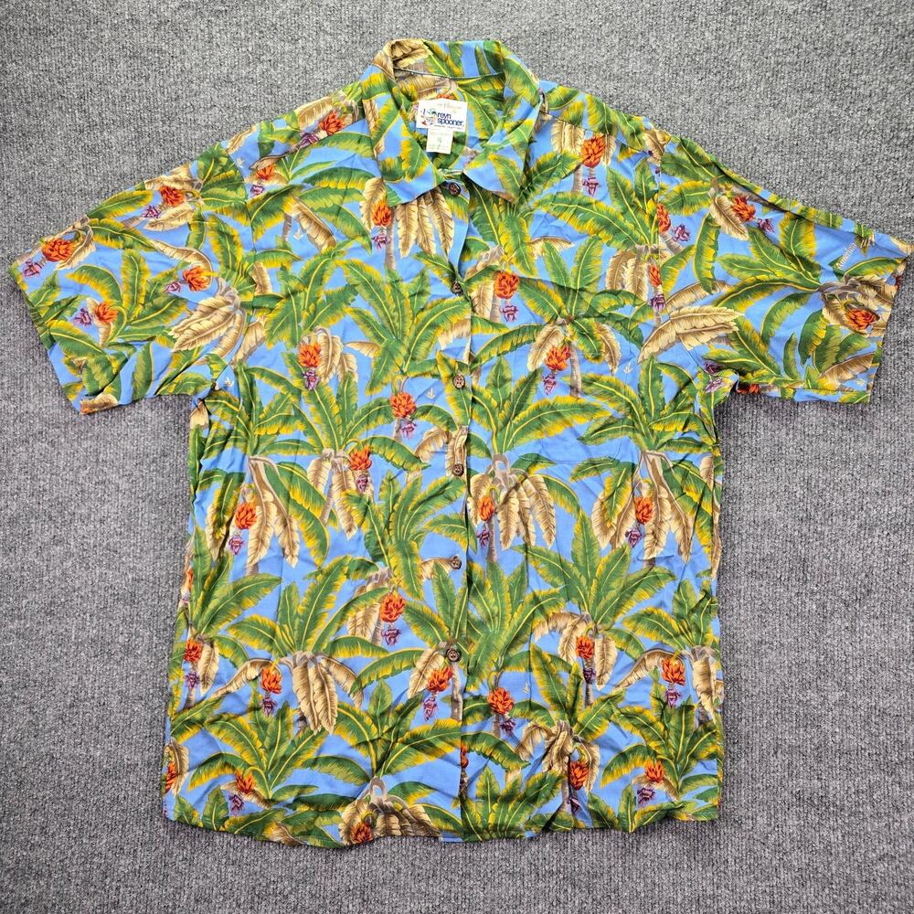 Vintage Reyn Spooner Shirt Mens Small Blue Green Tropical Floral Hawaii Beach